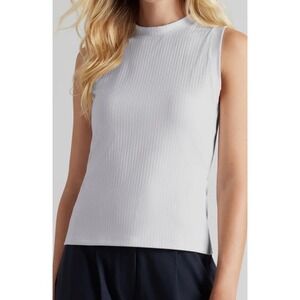 Rhone Womens Modern Rib Performance Tank Sleeveless Moisture Wicking Grey Mist L